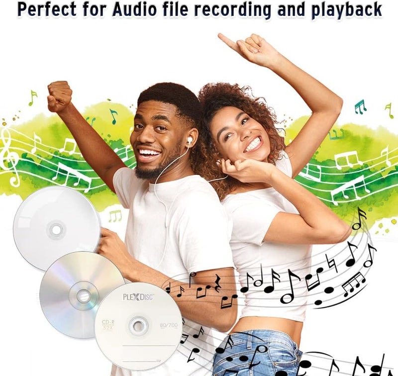 PlexDisc أقراص CD-R 700MB 52X فارغة مع شعار - عبوة 100 | أقراص CD قابلة للكتابة بكميات كبيرة للموسيقى والصوت وتسجيل البيانات | مثالية لحرق الموسيقى والتخزين (بدون حاوية) - Image 5